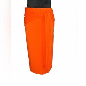 Fashion to Figure Orange Midi Skirt With Long Tie, Size 2, NWT